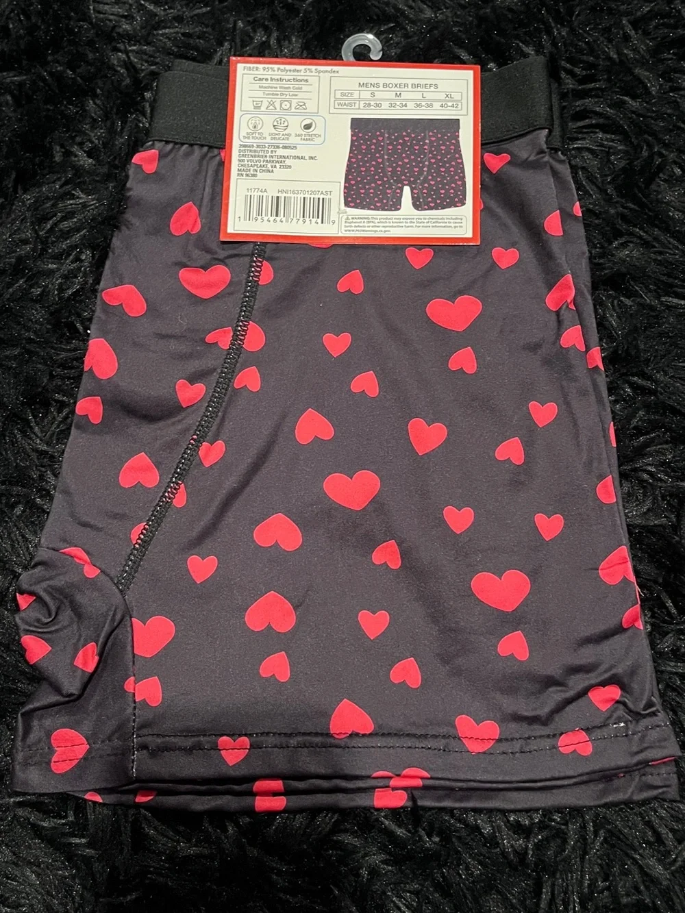 Mens Boxer Briefs with Red Heart Print Size M